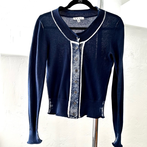 CAbi navy blue and white lightweight sweater - Size XS - Picture 1 of 8
